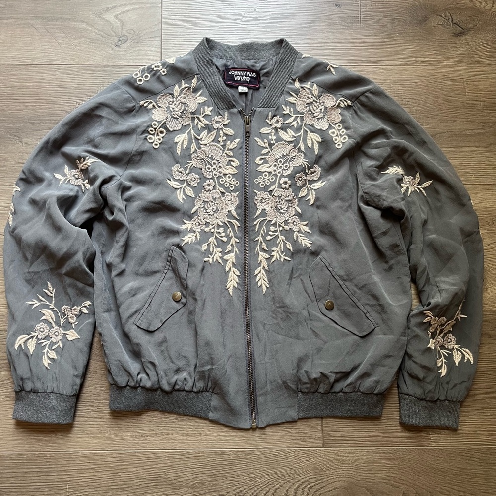 Johnny Was Y2K Silk Bomber Jacket